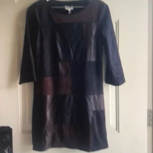 Liberty garden black brown patchwork dress XS